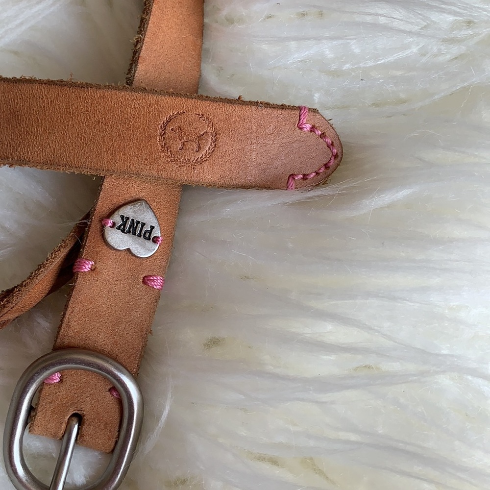 🌼VICTORIAS SECRET PINK BRAIDED LEATHER BELT🌼 - Picture 2 of 9